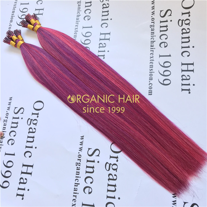 Wholesale best human remy itip hair extensions #Violet/Fucsia color X40